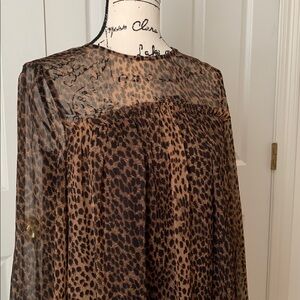 H&M Brown Animal Print Sheer Dress